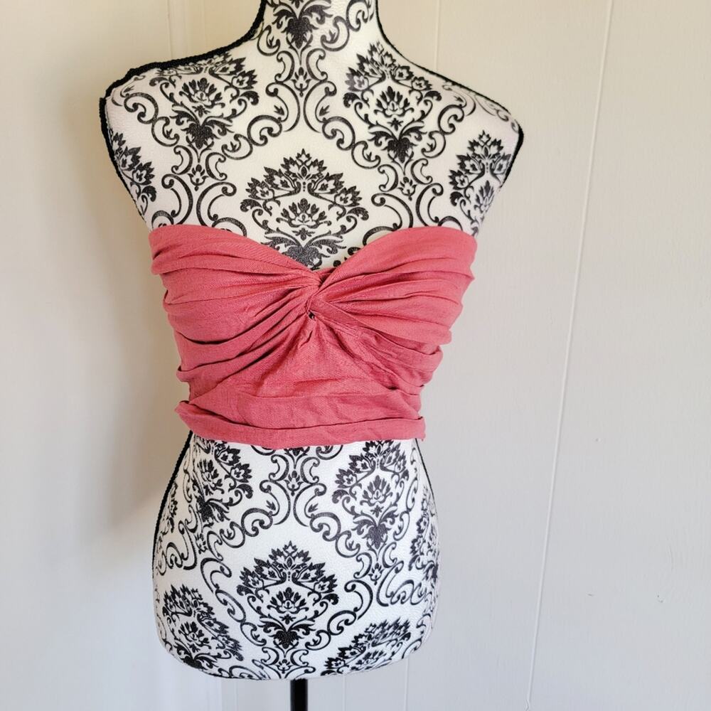 Zara Pink Pleated Crop Tube Top